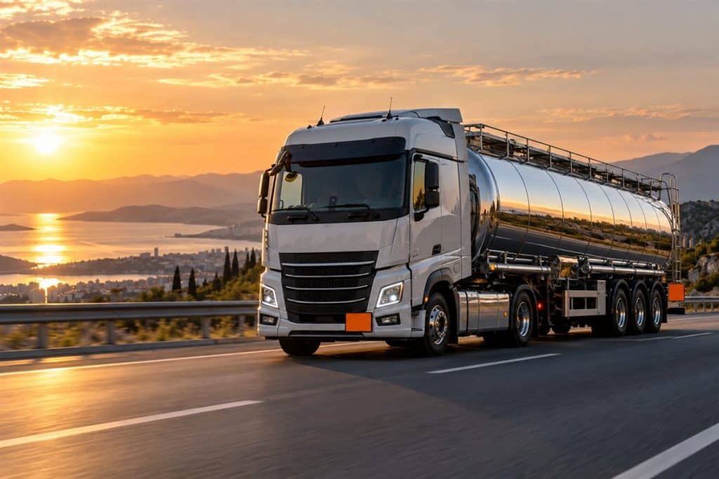 ADR kapsamında tehlikeli madde taşıyan turuncu plakalı tanker otoyolda