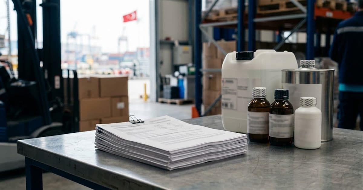 Kimyasal kapların yanında basılı güvenlik bilgi formları