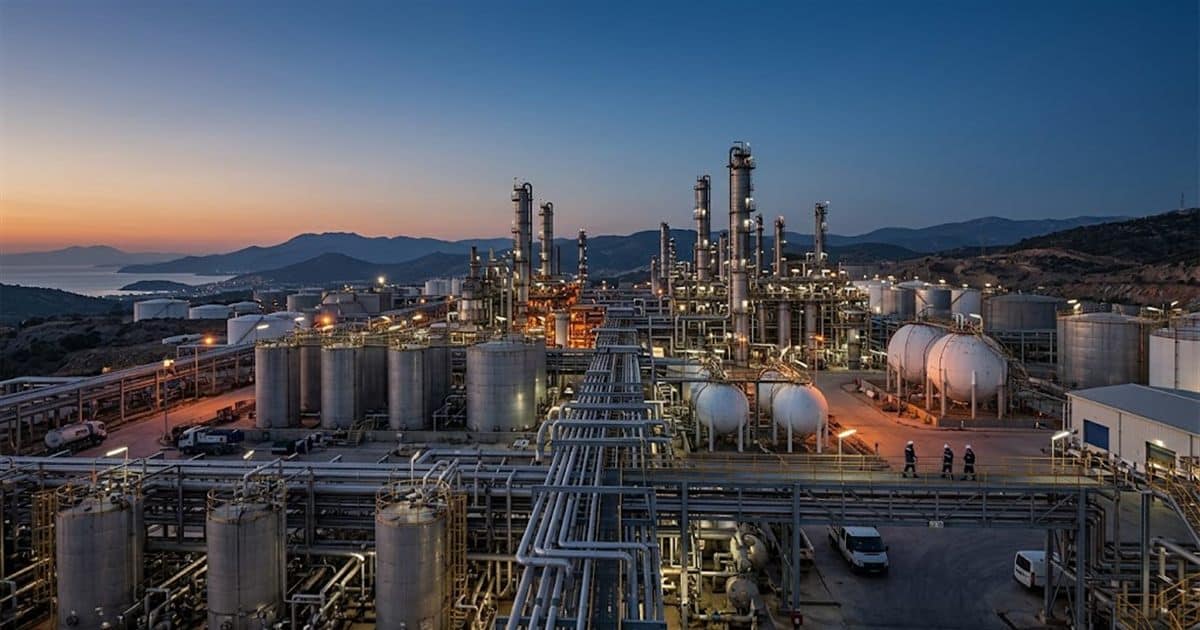 Depolama tankları bulunan kimya tesisi
